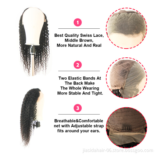 Curly Human Hair Pre Plucked Hairline Invisible German Brazilian Transparent 13x4 Front lace wigs Swiss Lace Front Wig